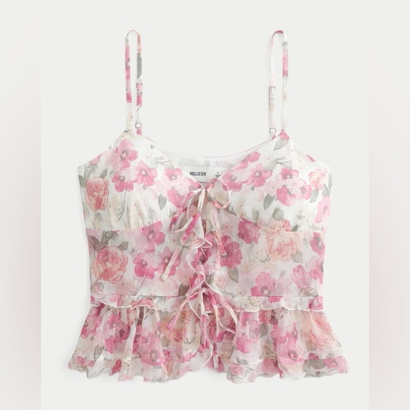Hollister Tops - Hollister Chiffon Floral Tie-Front Blouse Womens Size XXS